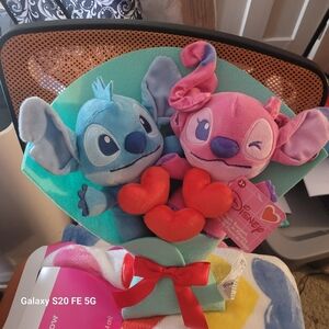 Disney Plush Bouqet with Stitch and Angel - Blue and Pink